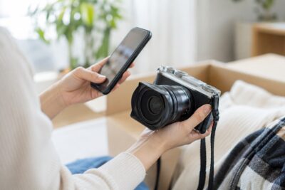 買取が成立した商品を梱包し発送準備をしている様子